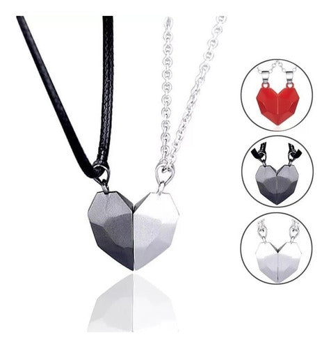 Collar Corazón Pareja Separables Con Imán