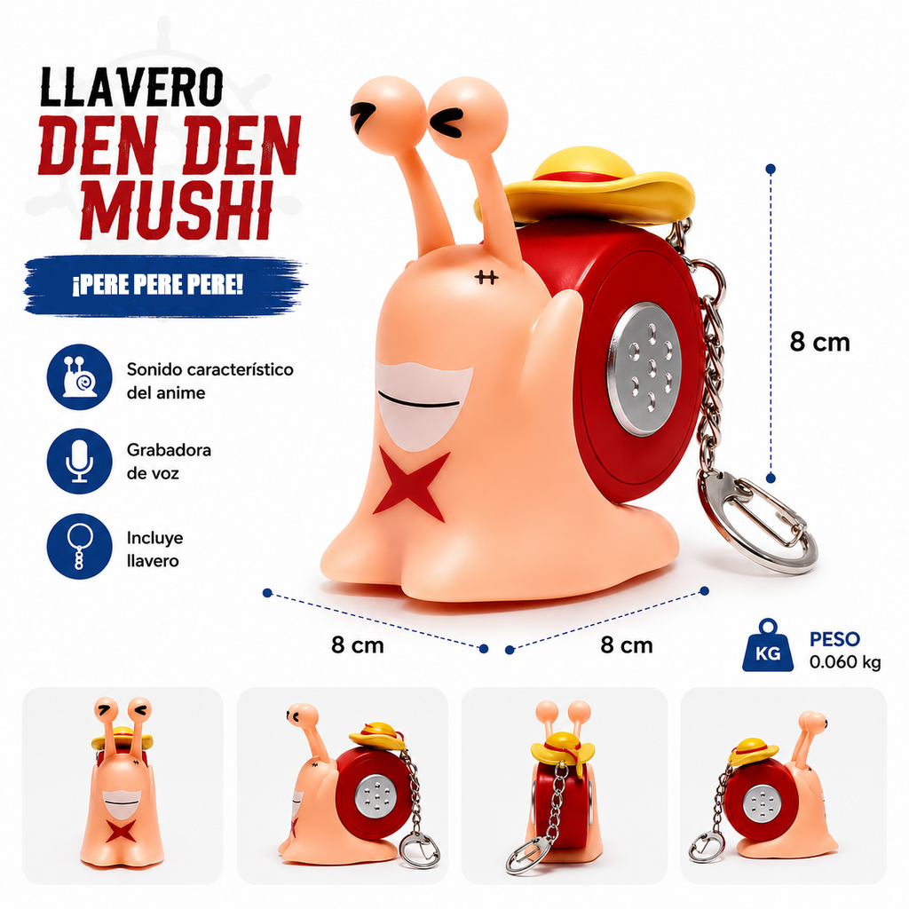 Llavero DenDen Mushi Luffy con Sonido